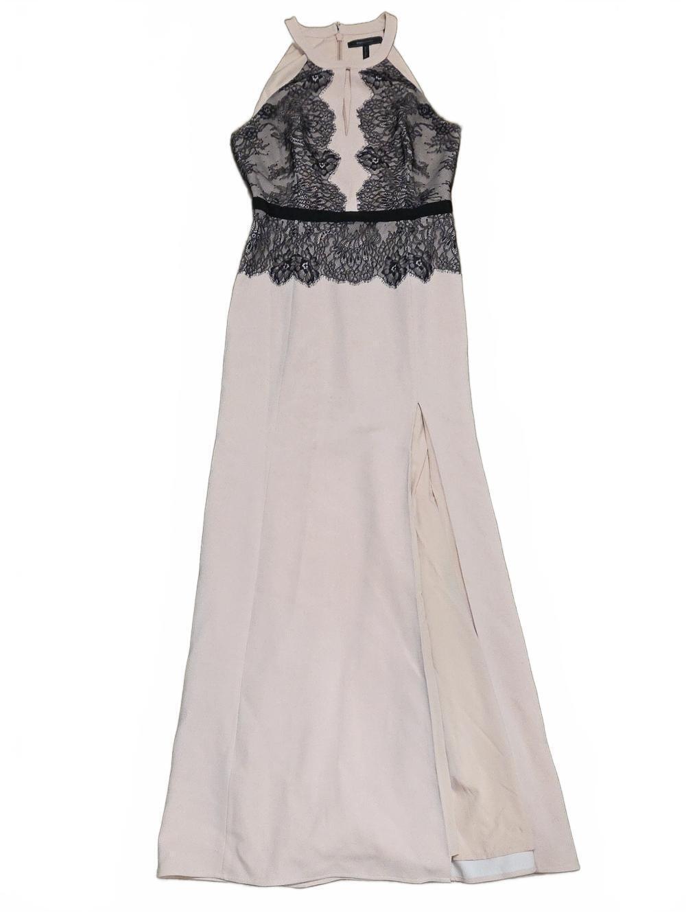 BCBG Maxazria | Sleeveless Nude-Colored Lace-Accent Evening Dress | 10